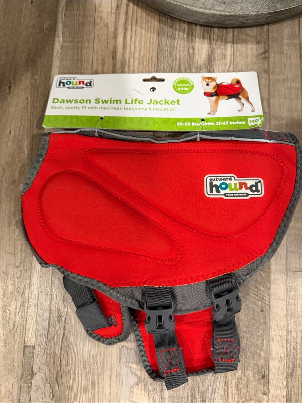 Outward Hound Red and Gray Dog Swim Life Jacket